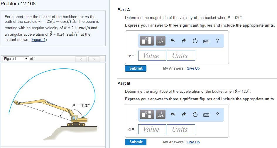 Solved For a short time the bucket of the backhoe traces the