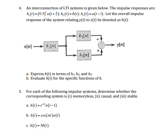 Solved An Interconnection Of Lti Systems Is Given Below The