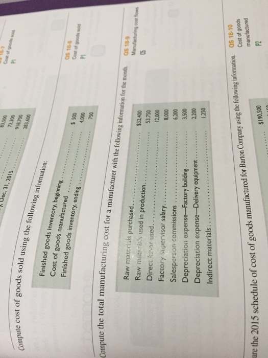 Solved Compute The Total Manufacturing Cost For A Chegg