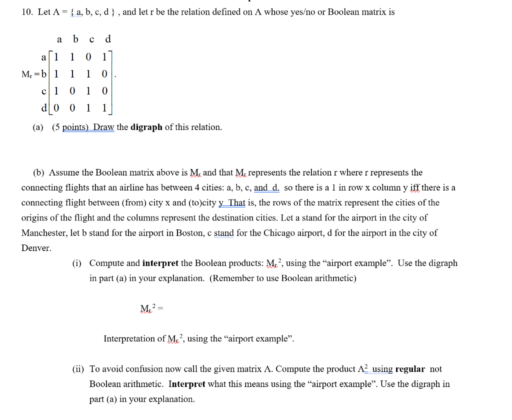 Solved 10. Let A = { A, B, C, D } , And Let R Be The | Chegg.com