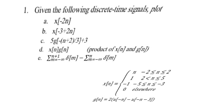 Solved Given the following discrete - time signals, plot x | Chegg.com