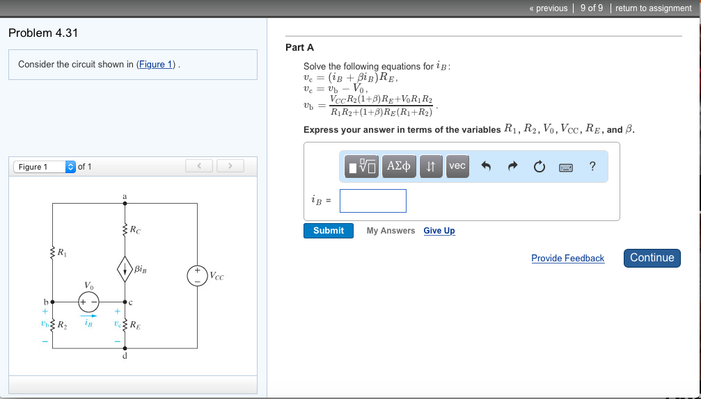 Solved Solve The Following Equations For Ib Vc Ib βib Re Chegg Solved Solve The Following Equations For Ib Vc Ib βib Re Chegg