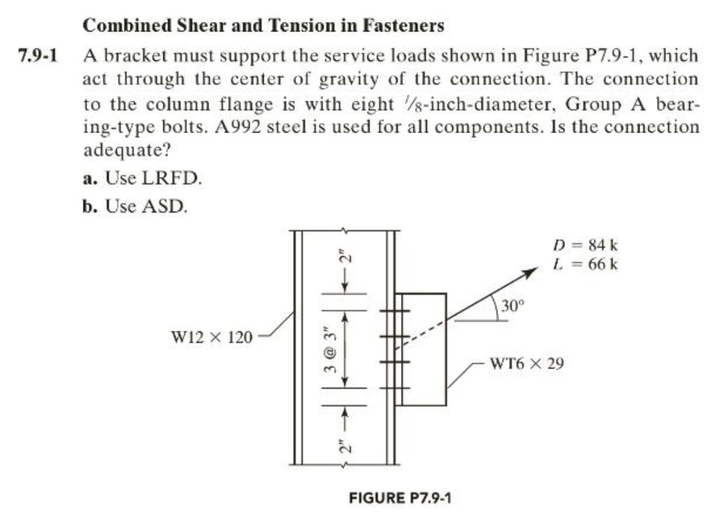 Solved Combined Shear and Tension in Fasteners 7.91 A