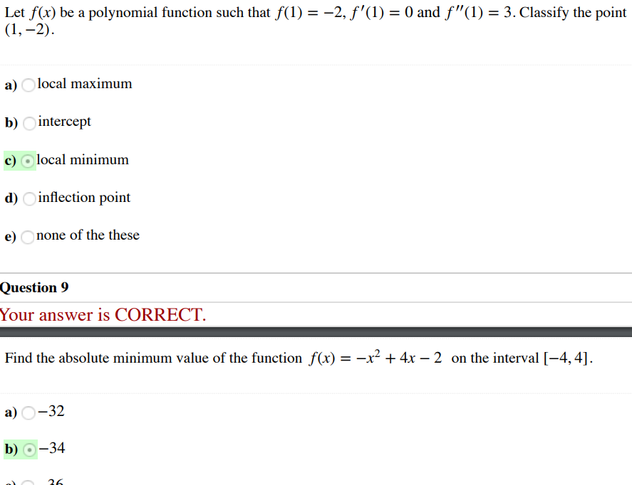 Solved Let f(x) be a polynomial function such that f(l)--2, | Chegg.com