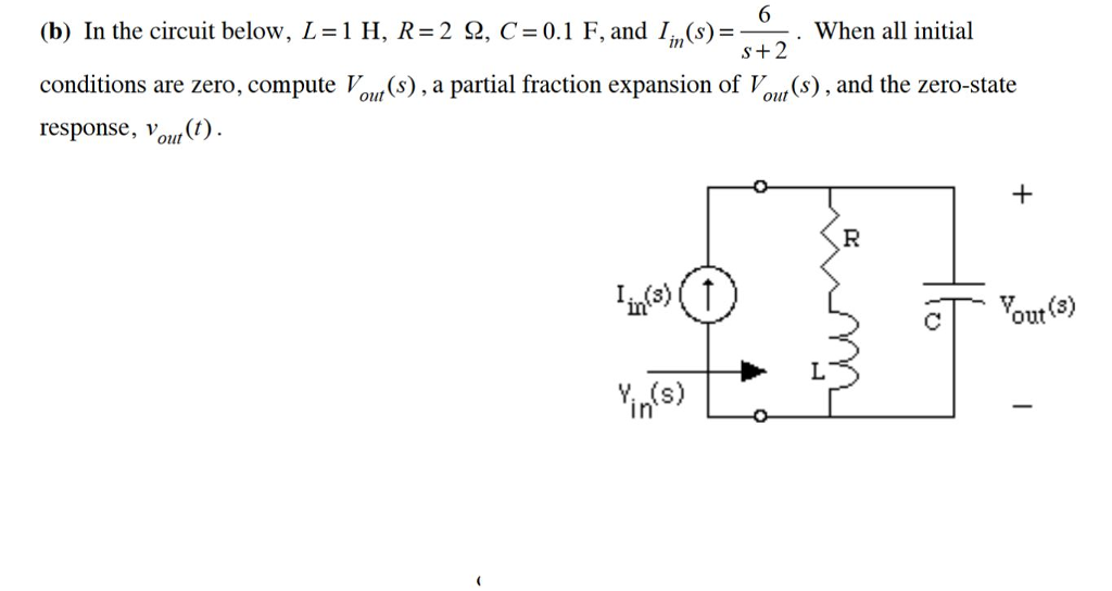 Solved In the circuit below, L = 1 H, R = 2 ohm, C = 0.1 F, | Chegg.com