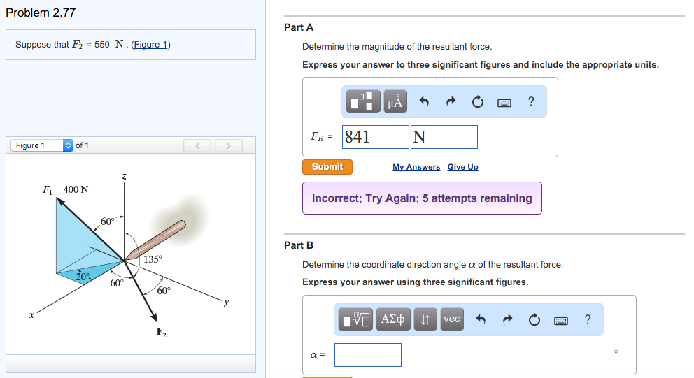 Solved A) Determine the magnitude of the resultant force. B) | Chegg ...