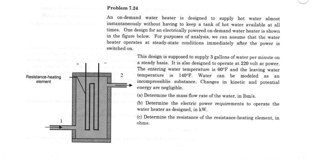Solved Problem 7.24 An ondemand water heater is designed to