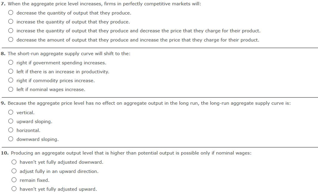 Solved When the aggregate price level increases, firms in | Chegg.com