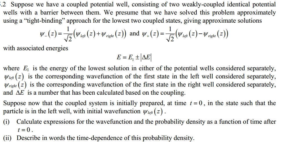 Solved 2 Suppose we have a coupled potential well, | Chegg.com