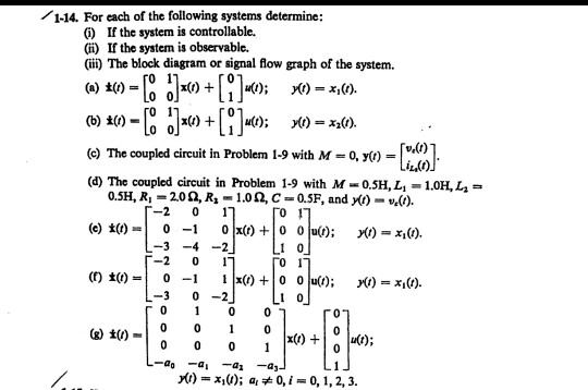 Solved For each of the following systems determine: (i) If | Chegg.com