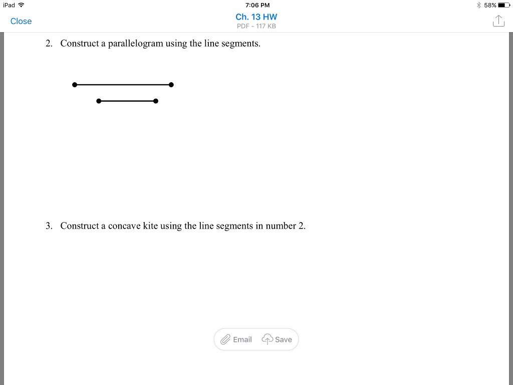 Solved Construct a parallelogram using the line segments. | Chegg.com