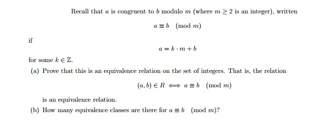 what is congruence modulo m