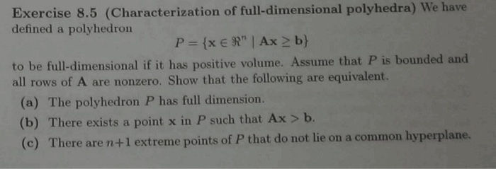 Solved (Characterization of full-dimensional polyhedra) We | Chegg.com