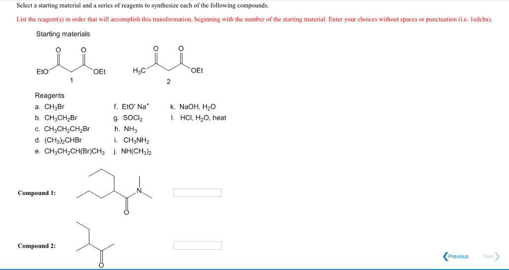 Solved Select A Starting Material And A Series Of Reagents Chegg