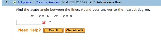 Solved 4. Find the acute angle between the lines. Round your | Chegg.com