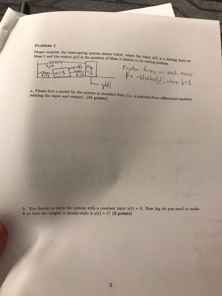 Solved Problem 1 Please Consider The Mass Spring System