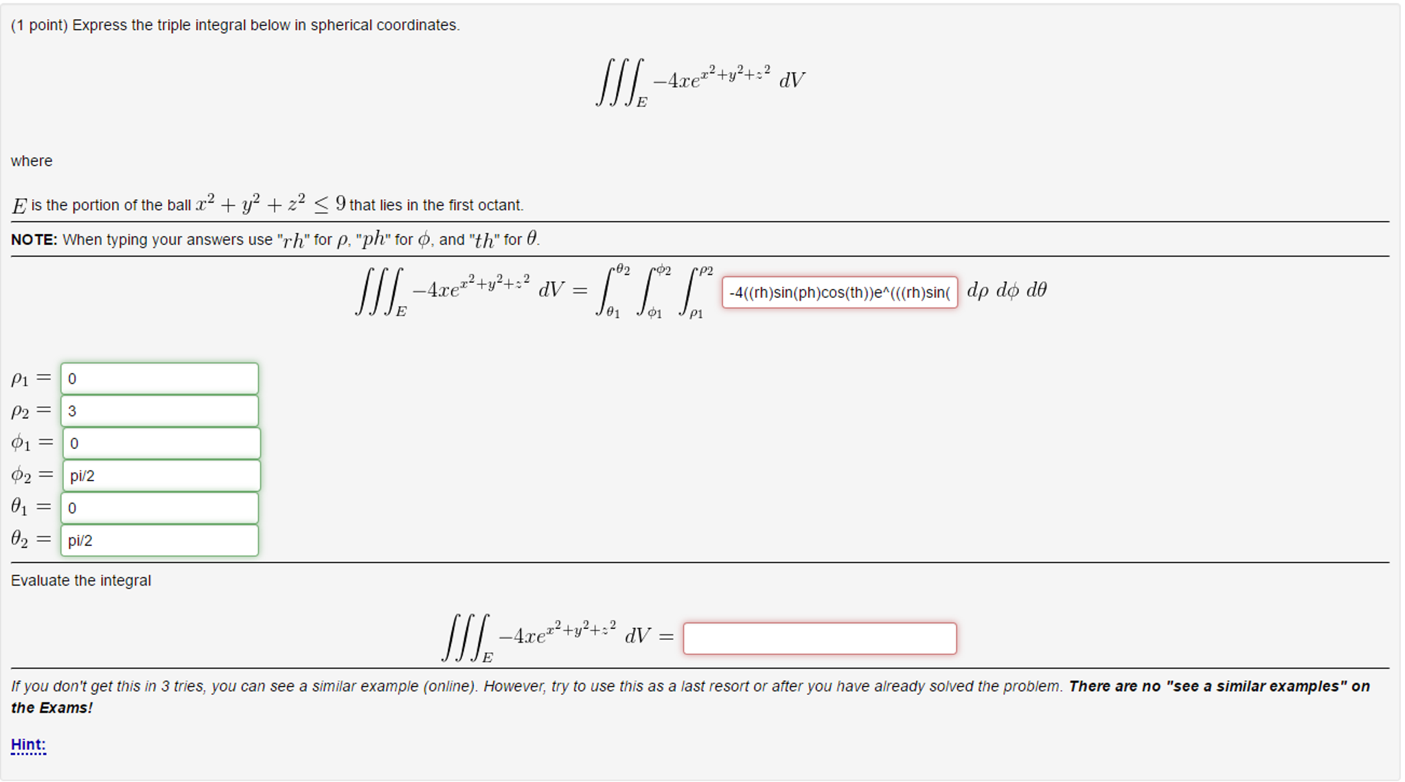 Solved Express the triple integral below in spherical | Chegg.com