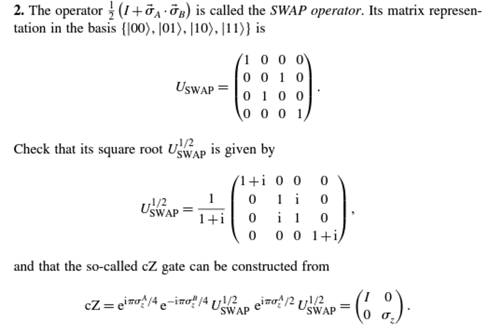 Solved The operator 1/2 (I + sigma_A middot sigma_B) is | Chegg.com