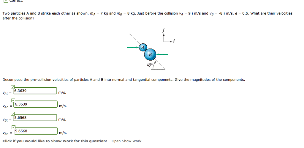 Solved Two particles A and B strike each other as shown. mA | Chegg.com