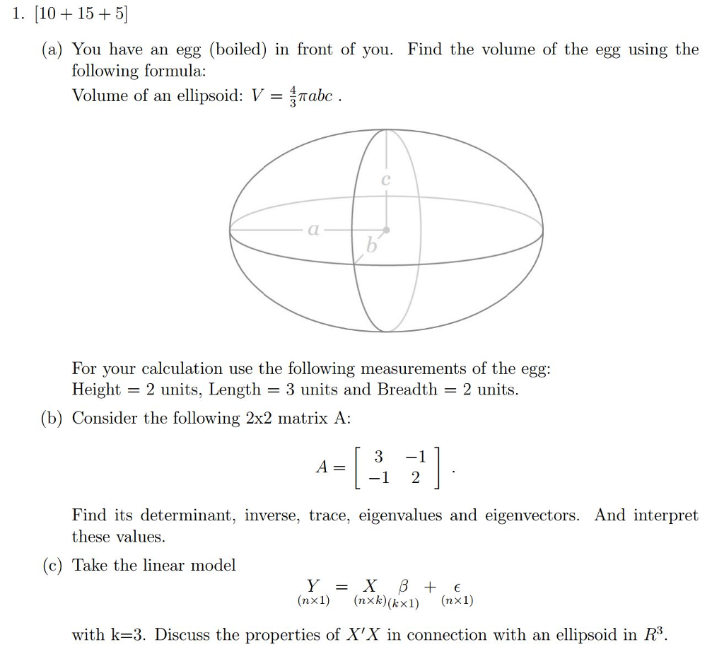 Solved [10 + 15 + 5] (a) You have an egg (boiled) in front | Chegg.com