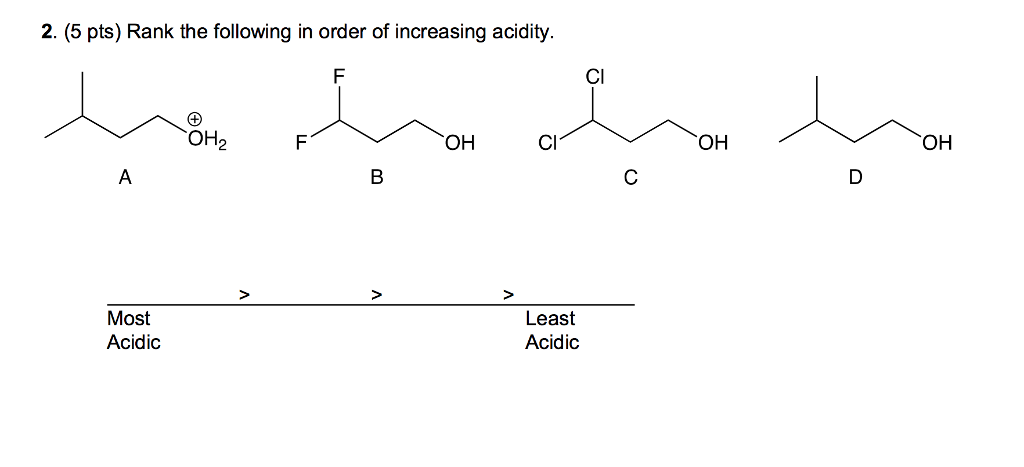 arrange the compounds in order of increasing acidity