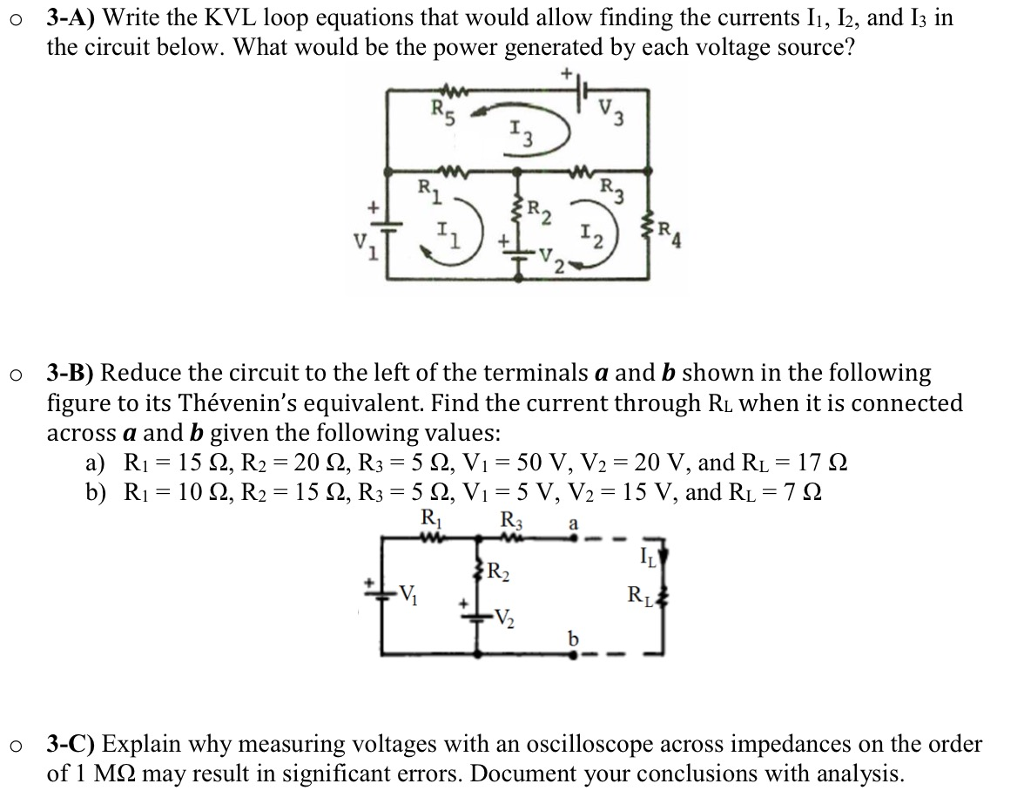 Solved Write The KVL Loop Equations That Would Allow Finding | Chegg.com