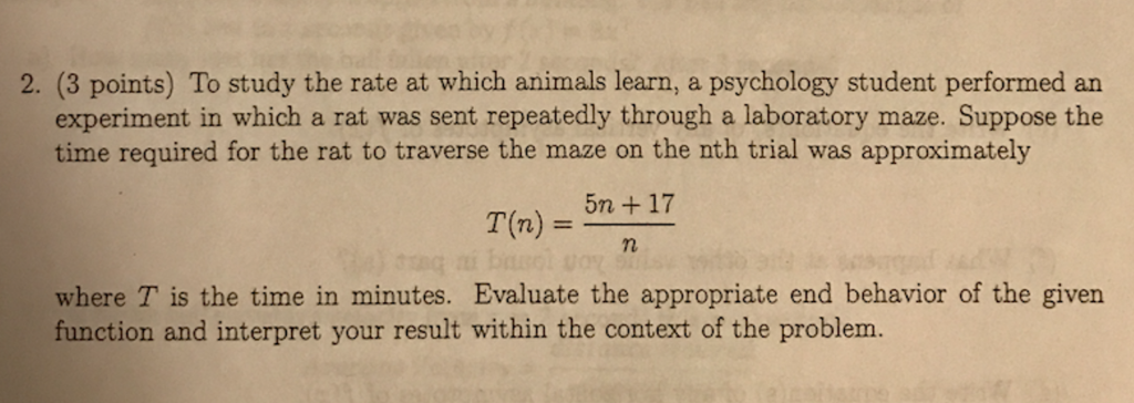 Solved To study the rate at which animals learn, a | Chegg.com