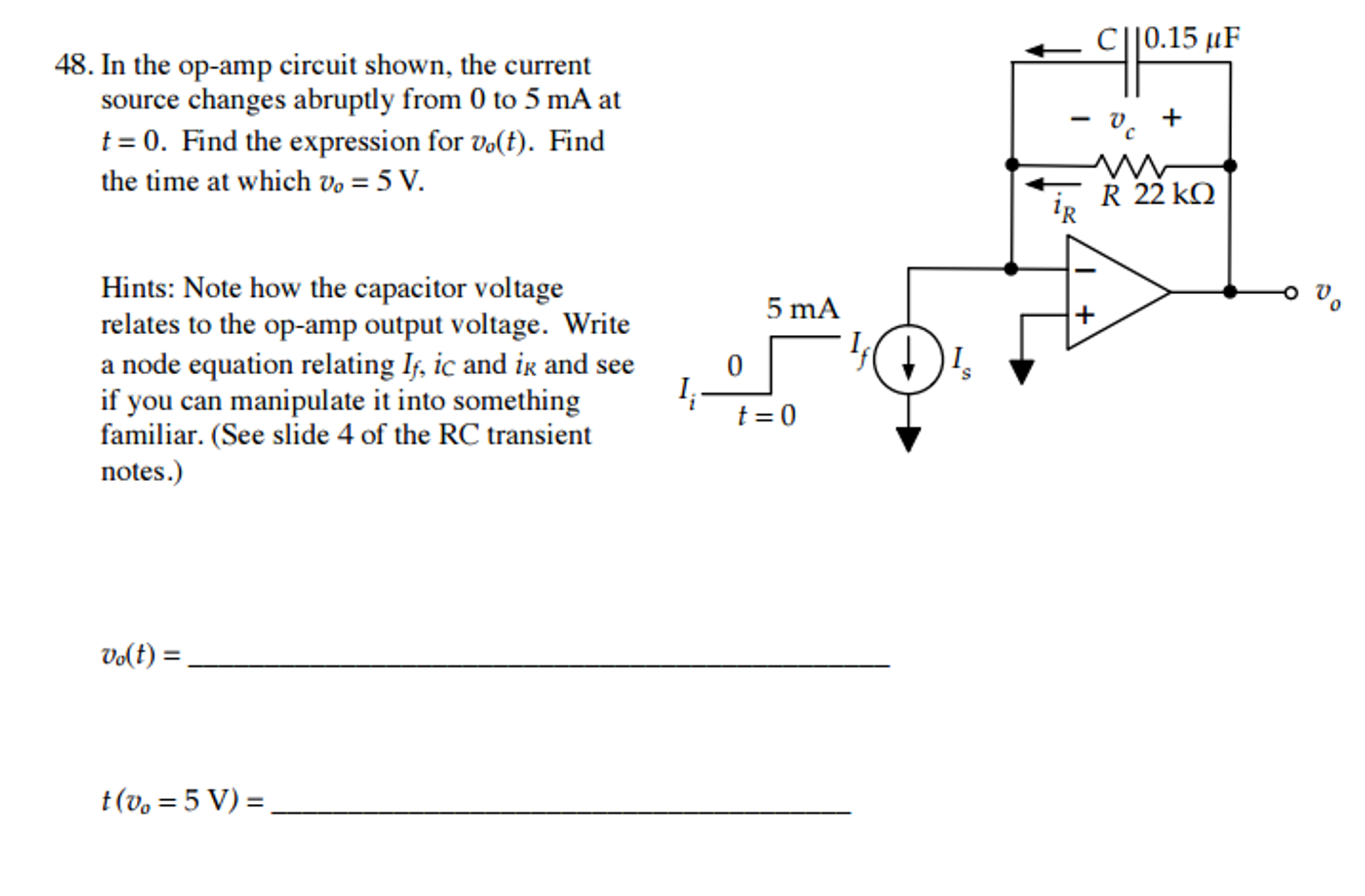 Solved 48. In the opamp circuit shown, the current source