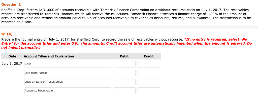 Solved sheffield corp factors 431 000 of accounts chegg