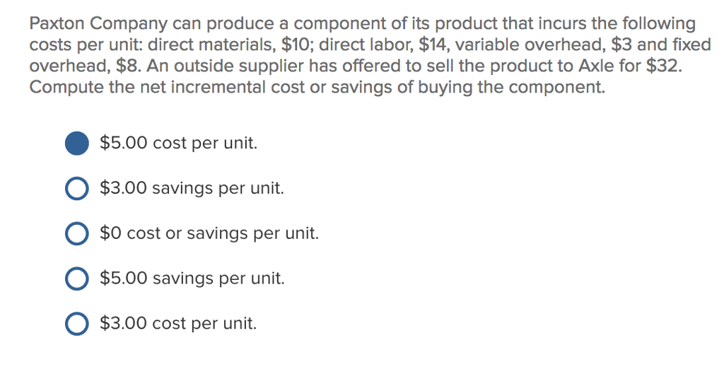 Solved Paxton Company can produce a component of its product