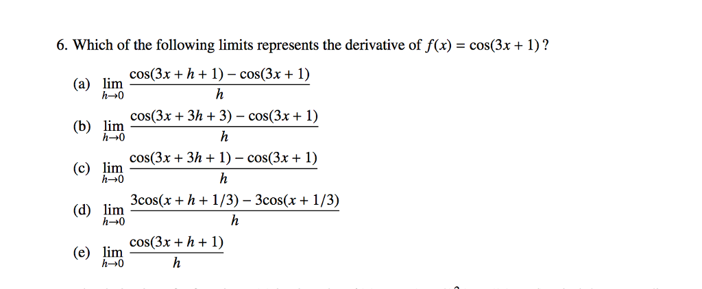 Solved Which of the following limits represents the | Chegg.com