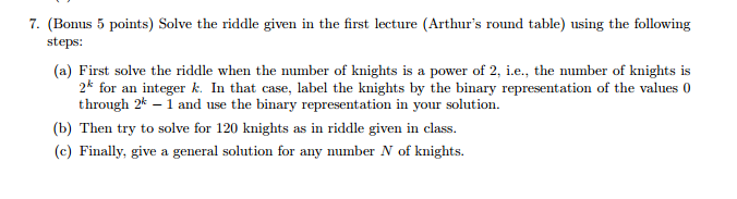 Solved Riddle: Arthur's round table. Assume 120 knights | Chegg.com