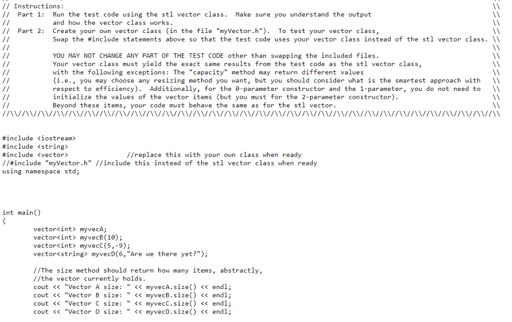 Solved // Instructions: // Part 1: Run the test code using | Chegg.com