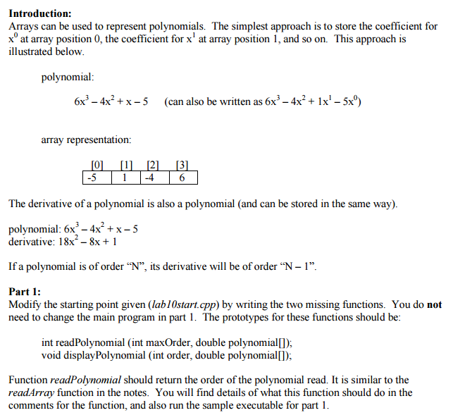 Solved Introduction Arrays can be used to represent | Chegg.com