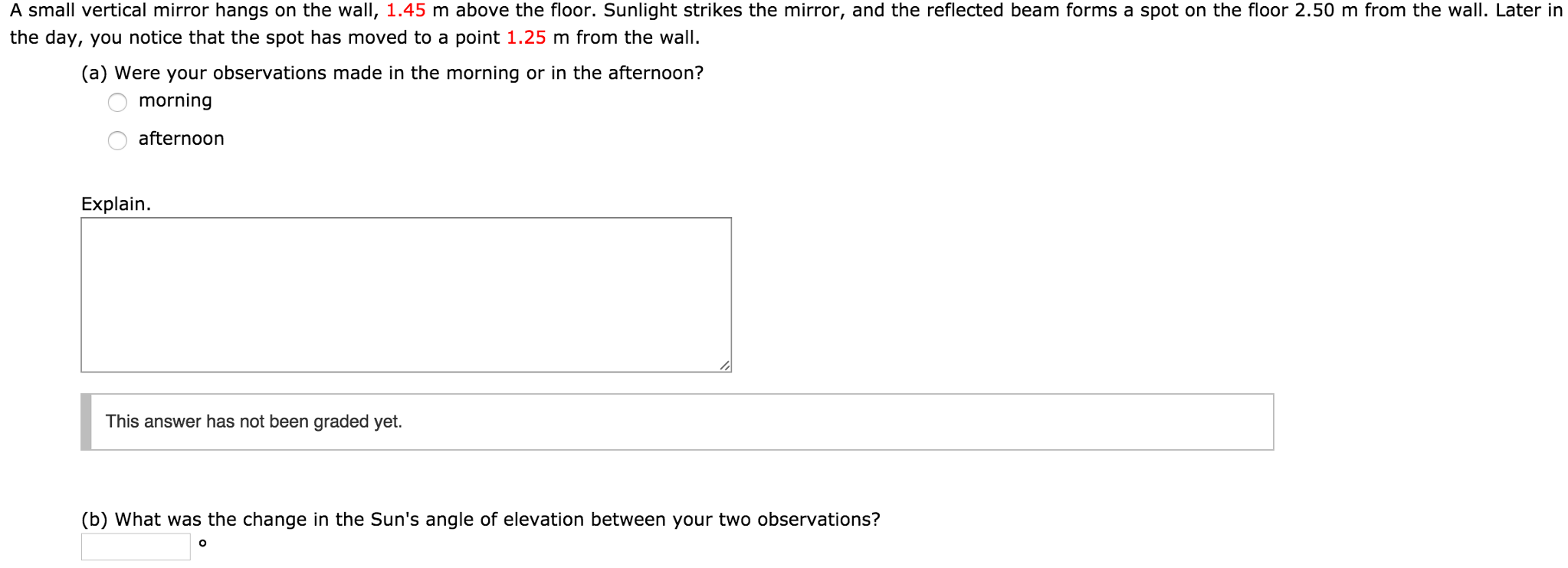 Solved A small vertical mirror hangs on the wall, 1.45 m
