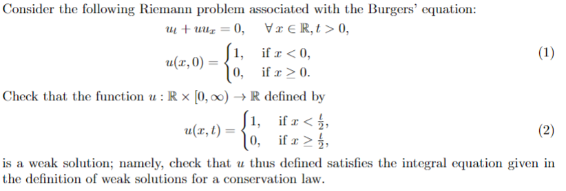 Solved Consider the following Riemann problem associated | Chegg.com