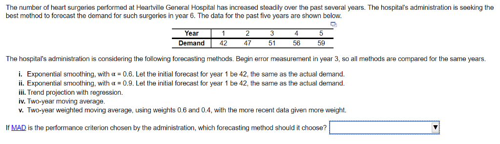 Solved The number of heart surgeries performed at Heartville | Chegg.com