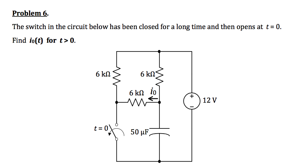 Solved The switch in the circuit below has been closed for a | Chegg.com