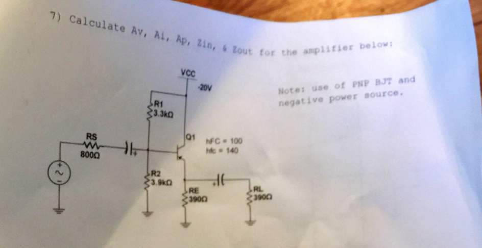 Solved Calculate Av Ai Ap Zin Zout Fo The Amplifier Chegg