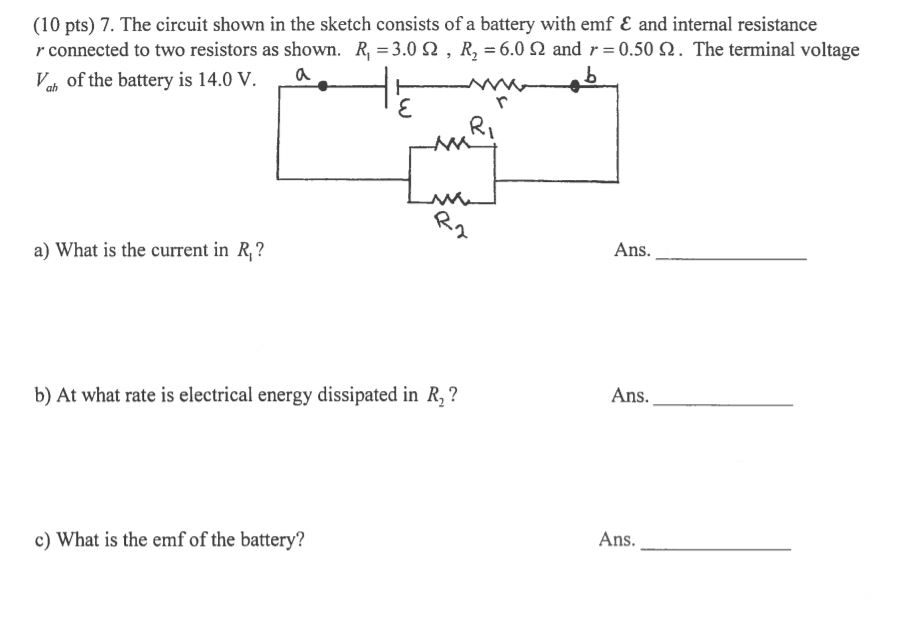 Solved The circuit shown in the sketch consists of a battery | Chegg.com