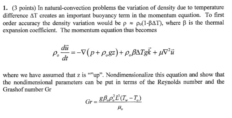 1. (3 points) In natural - convection problems the | Chegg.com