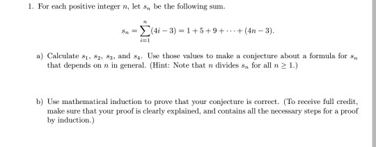 Solved 1. For each positive integer n, let n be the | Chegg.com