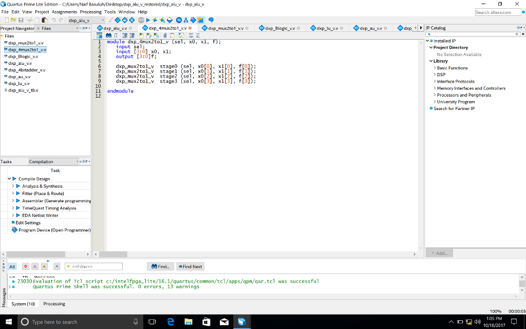 Solved Quartus Prime Lite Edition -C/Users/Naif | Chegg.com