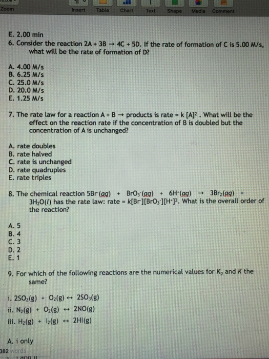 Solved Consider the reaction 2A + 3B rightarrow 4C + 5D. If | Chegg.com