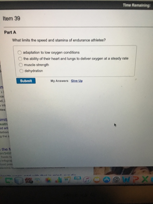 Solved What limits the speed and stamina of endurance