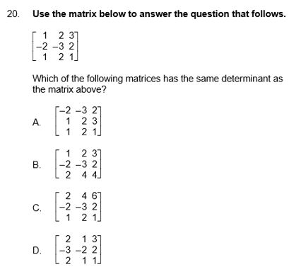 Solved Use the matrix below to answer the question that | Chegg.com