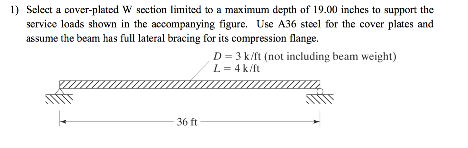 Select a coverplated W section limited to a maximum
