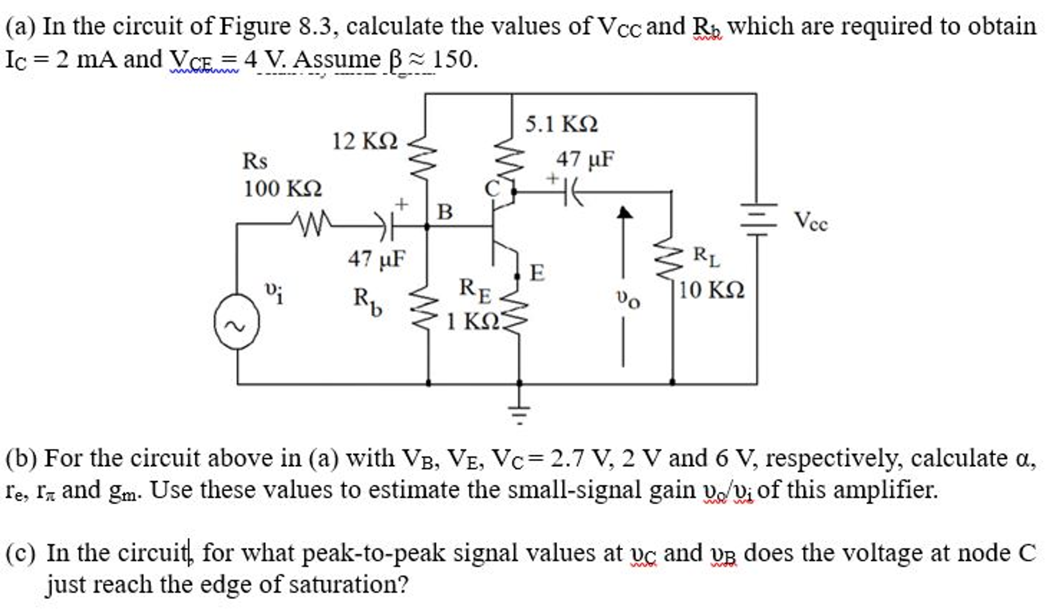 Solved In the circuit of Figure 8.3, calculate the values of | Chegg.com