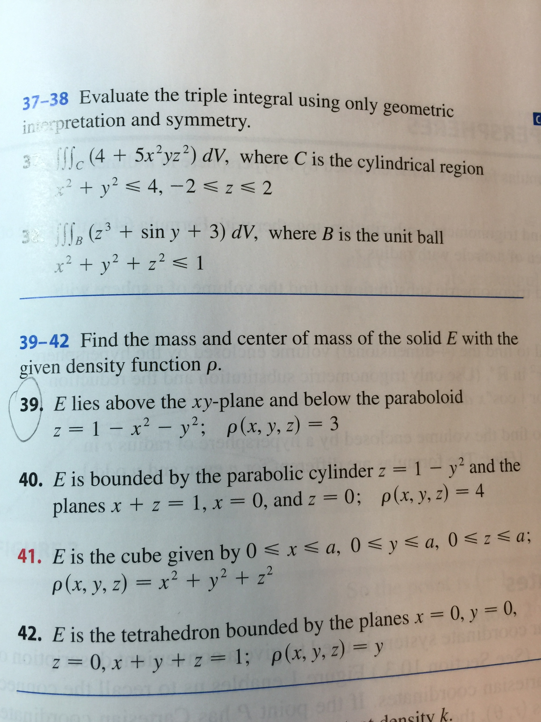 Solved Evaluate the triple integral using only geometric | Chegg.com