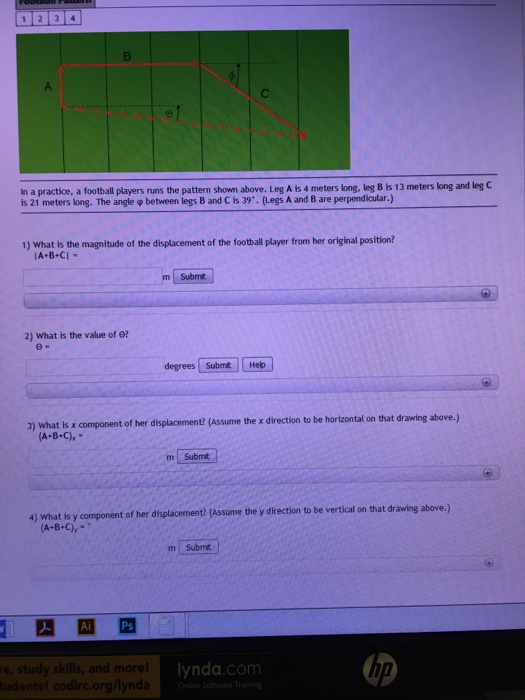 Solved In a practice, a football players runs the pattern | Chegg.com